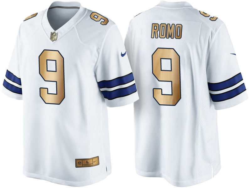 Dallas Cowboys #9 Tony Romo White 2016 Christmas Gold Edition Jersey