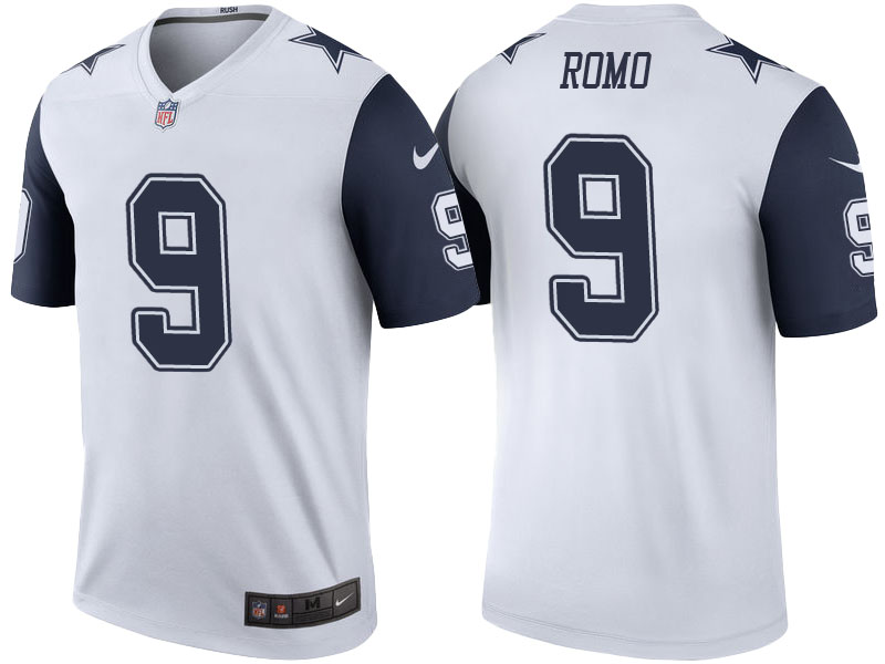 Dallas Cowboys #9 Tony Romo White Color Rush Legend Jersey