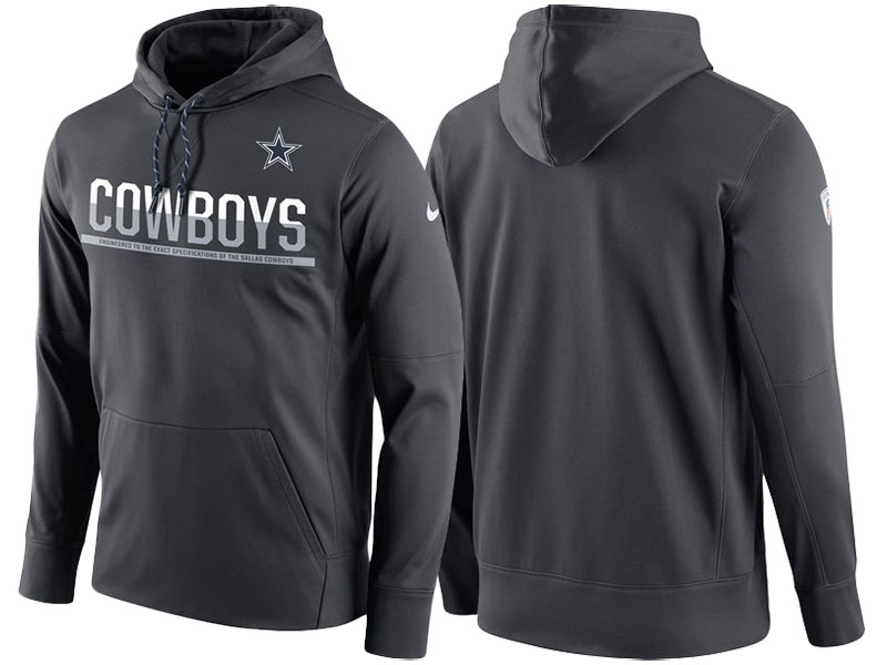 Dallas Cowboys Anthracite Circuit Thermafit Sideline Winter Pullover Performance Hoodie