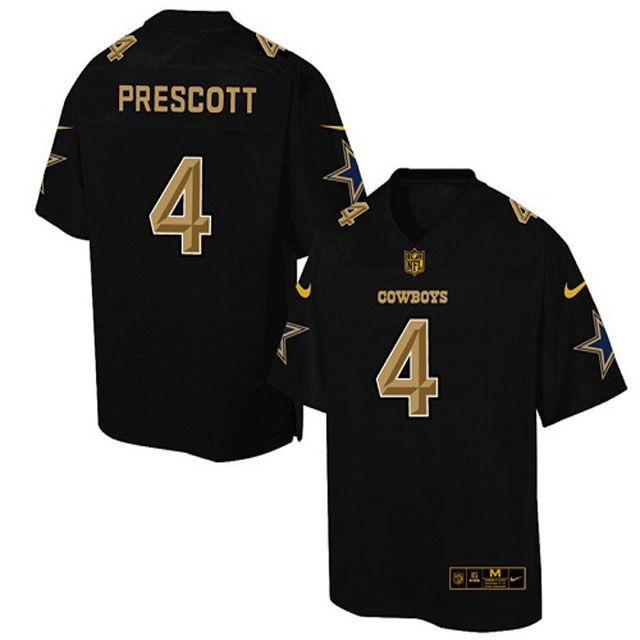 Dallas Cowboys #4 Dak Prescott Black Gold Collection Jersey