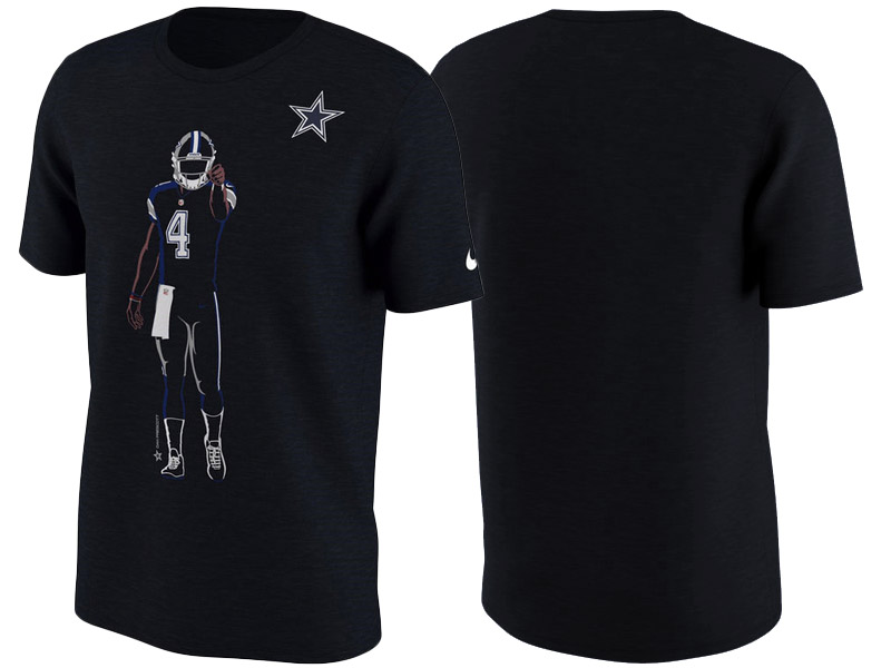 Dallas Cowboys Dak Prescott Black Player Silhouette 2.0 T-Shirt