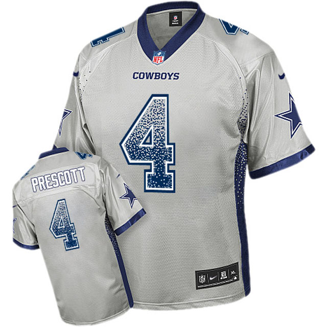 Dallas Cowboys #4 Dak Prescott Gray Drift Fashion Jersey