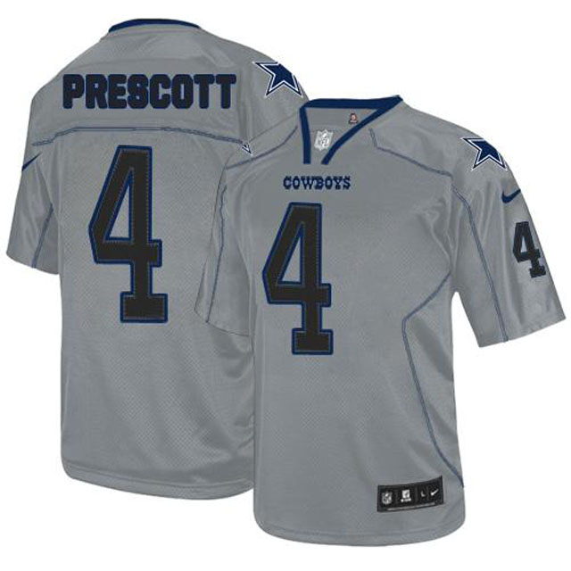 Dallas Cowboys #4 Dak Prescott Gray Lights Out Jersey