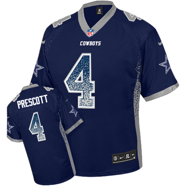 Dallas Cowboys #4 Dak Prescott Navy Drift Fashion Jersey