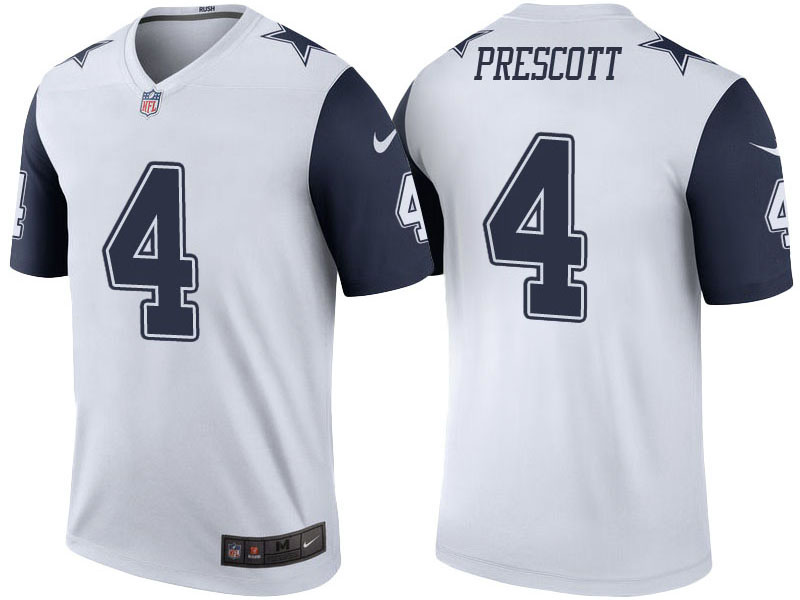 Dallas Cowboys #4 Dak Prescott White Color Rush Legend Jersey