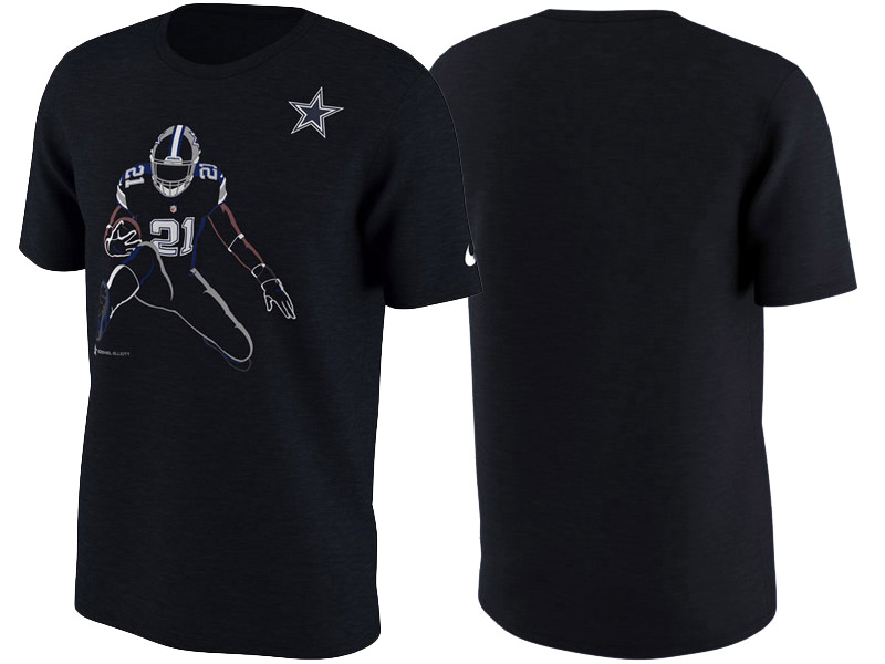 Dallas Cowboys Ezekiel Elliott Black Player Silhouette 2.0 T-Shirt