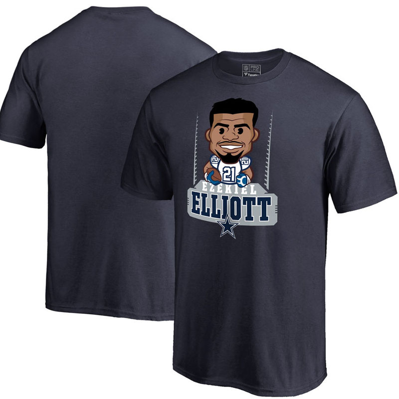 Dallas Cowboys Ezekiel Elliott Navy Pro Line Emoji Player T-Shirt