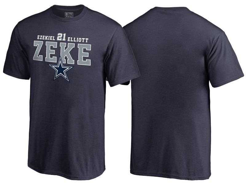 Dallas Cowboys Pro Line Navy Number & Name Ezekiel Elliott Fans T-Shirt