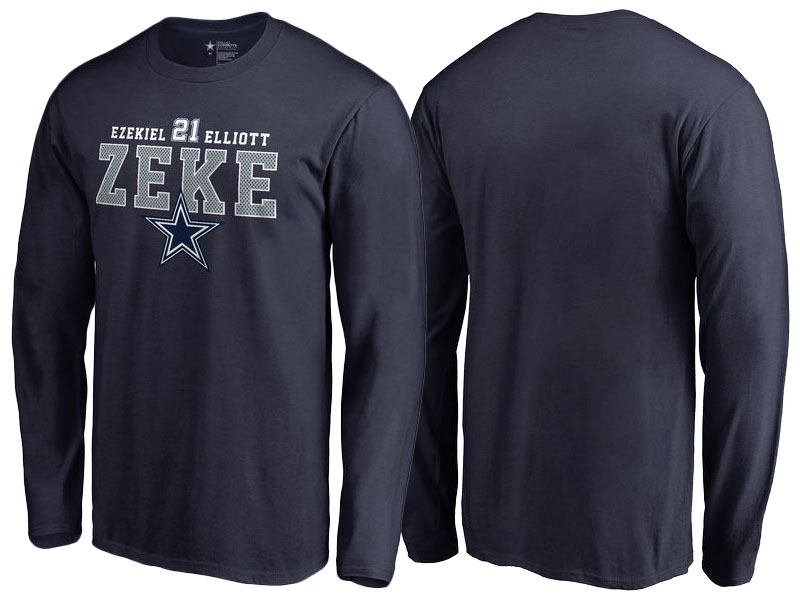 Dallas Cowboys Ezekiel Elliott Navy Zeke Long Sleeve T-Shirt