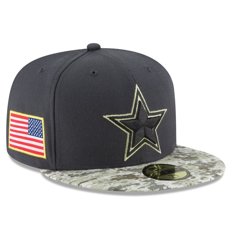 Dallas Cowboys Graphite Salute To Service Sideline Camo Veterans Day 59FIFTY Fitted Hat