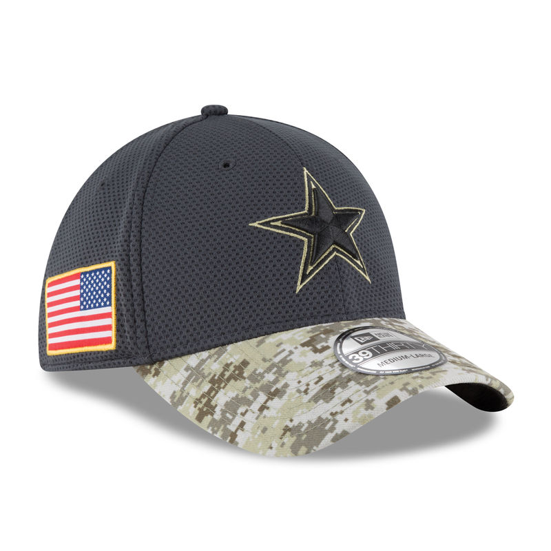 Dallas Cowboys Graphite New Era Camo 2016 Salute to Service 39THIRTY Flex Hat