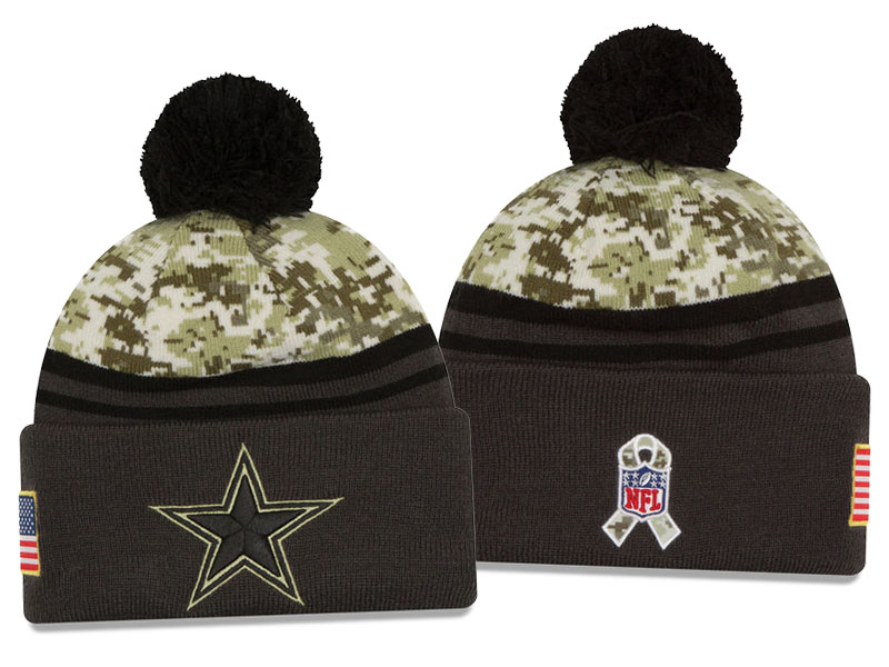 Dallas Cowboys Graphite New Era Camo Salute To Service Knit Hat For Veterans Day