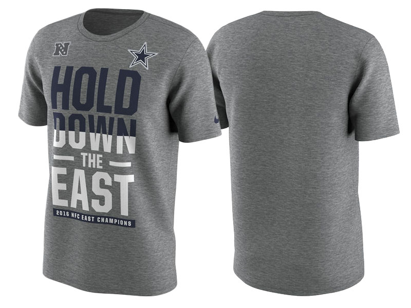 2016 AFC East Division Champions Dallas Cowboys Gray T-Shirt