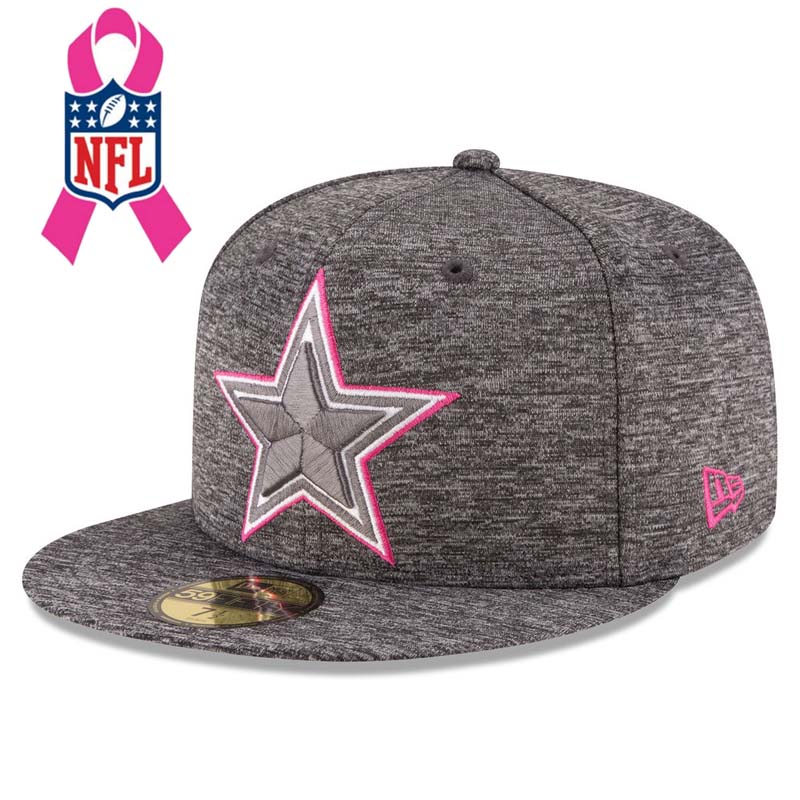 Dallas Cowboys Gray New Era Heather 2016 Breast Cancer Awareness Sideline 59FIFTY Fitted Hat