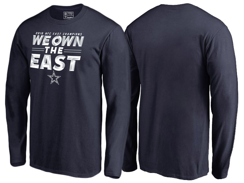 2016 AFC East Division Champions Dallas Cowboys Navy Edged Long Sleeve T-Shirt