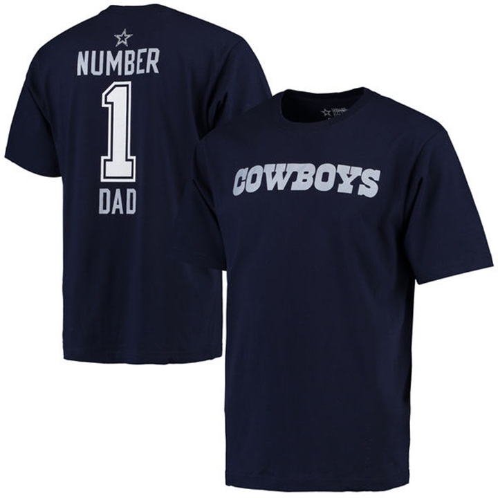 Dallas Cowboys Navy Number 1 Dad Name & Logo Pro Line T-Shirt