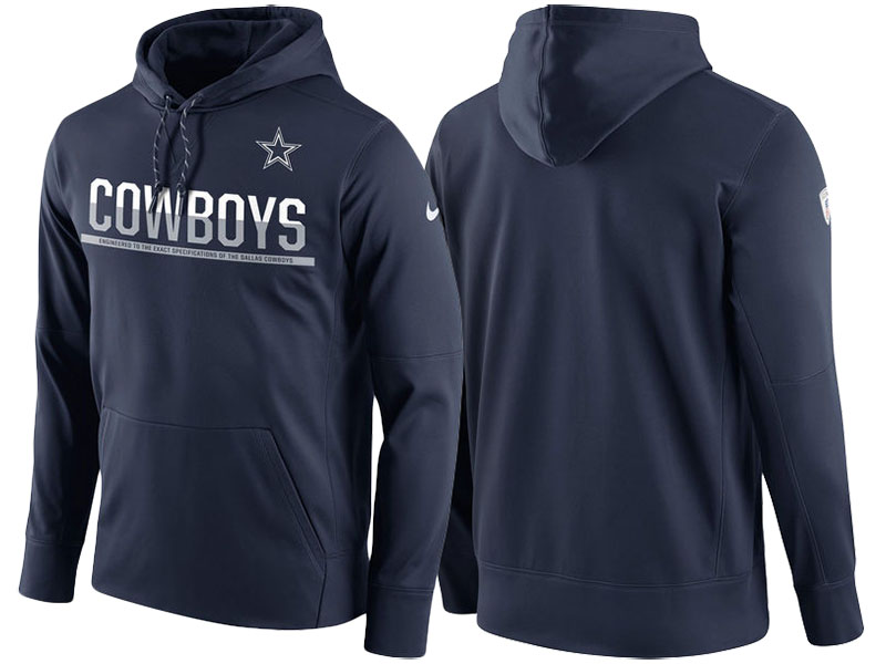 Dallas Cowboys Navy Circuit Thermafit Sideline Warm Pullover Performance Hoodie