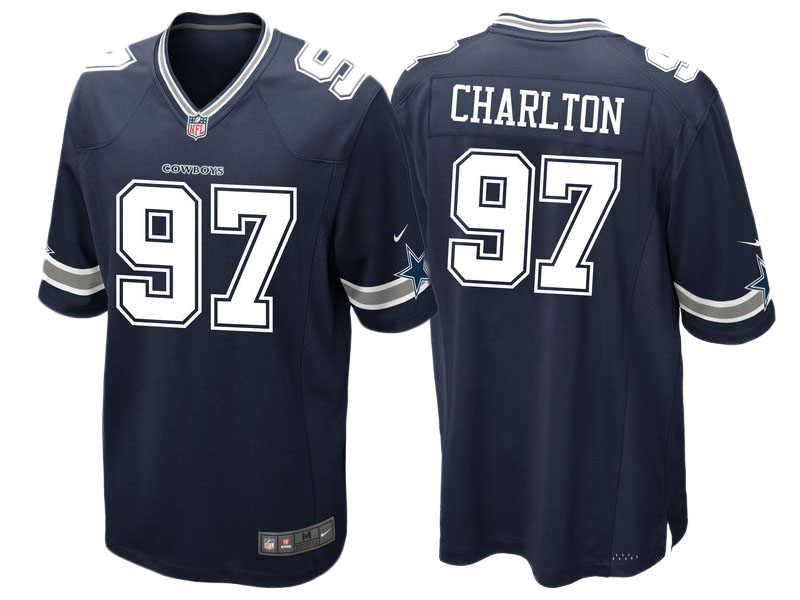 Dallas Cowboys Taco Charlton Navy 2017 Draft Pick Game Jersey