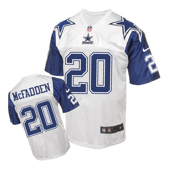 Dallas Cowboys #20 Darren Mcfadden White Throwback Jersey