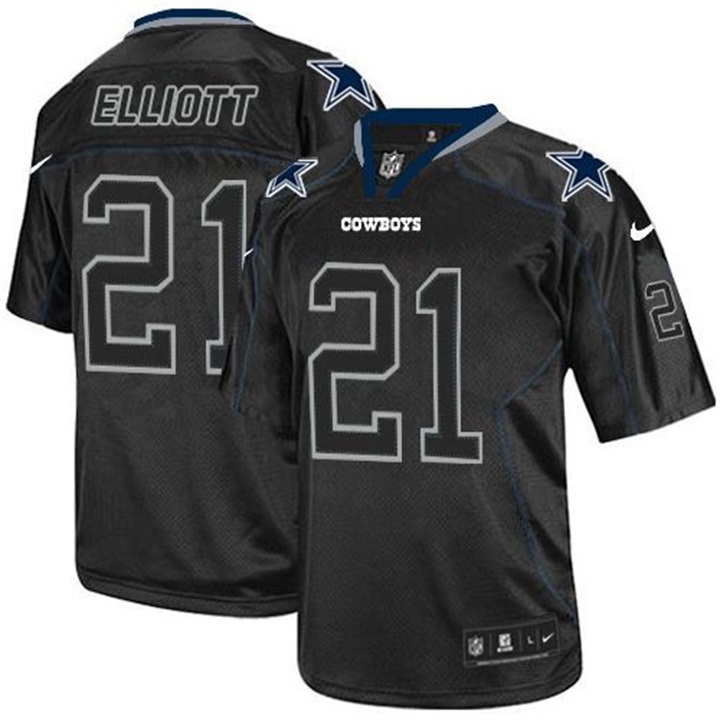 Dallas Cowboys #21 Ezekiel Elliott Black Lights Out Jersey