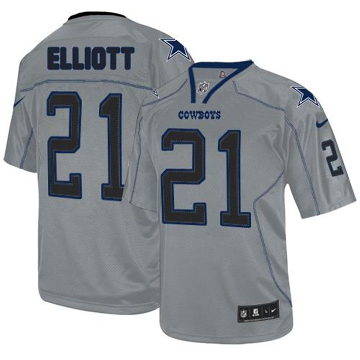 Dallas Cowboys #21 Ezekiel Elliott Gray Lights Out Jersey