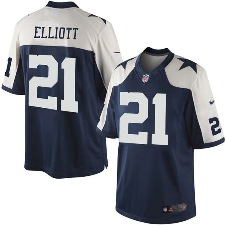 Dallas Cowboys #21 Ezekiel Elliott Navy Alternate Game Jersey