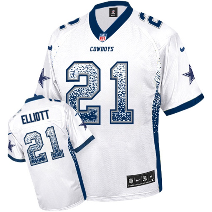 Dallas Cowboys #21 Ezekiel Elliott White Drift Fashion Jersey