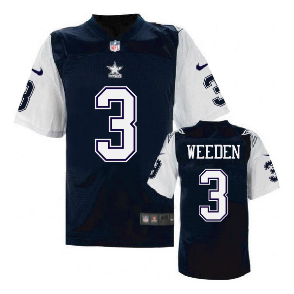 Dallas Cowboys #3 Brandon Weeden Navy Throwback Jersey