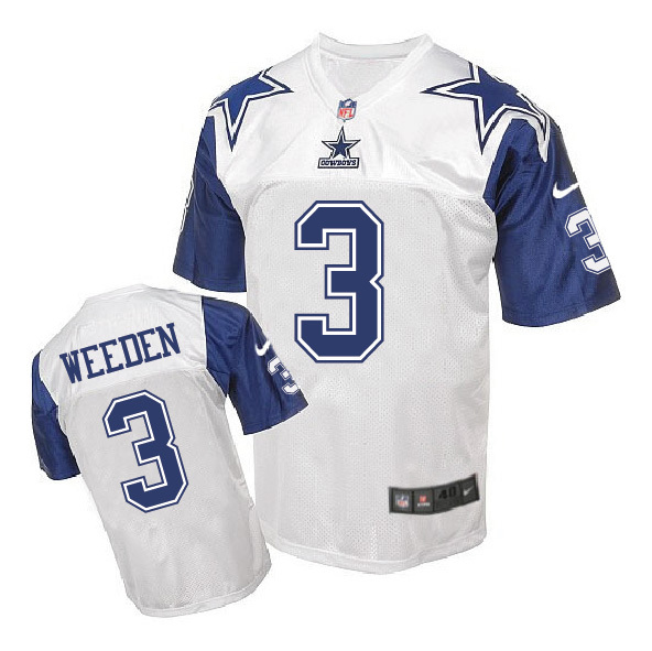 Dallas Cowboys #3 Brandon Weeden White Throwback Jersey