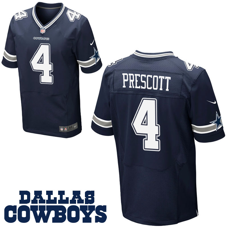 Dallas Cowboys #4 Dak Prescott Navy Elite Preseason Game Jersey