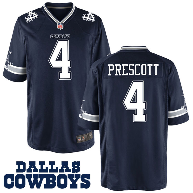 Dallas Cowboys #4 Dak Prescott Navy Game Preseason Game Jersey