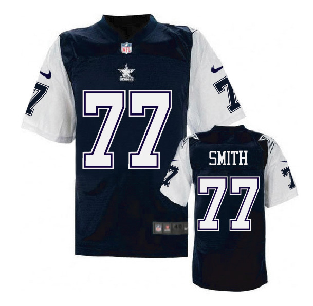 Dallas Cowboys #77 Tyron Smith Navy Throwback Jersey