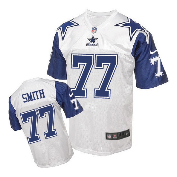 Dallas Cowboys #77 Tyron Smith White Throwback Jersey