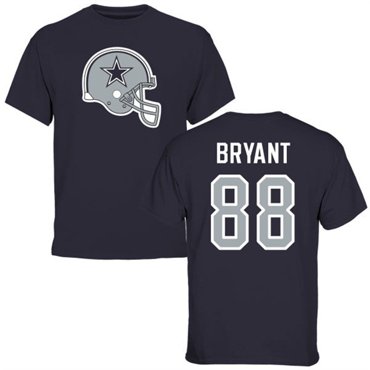 Dallas Cowboys #88 Dez Bryant Name & Number Navy Helmet T-shirt