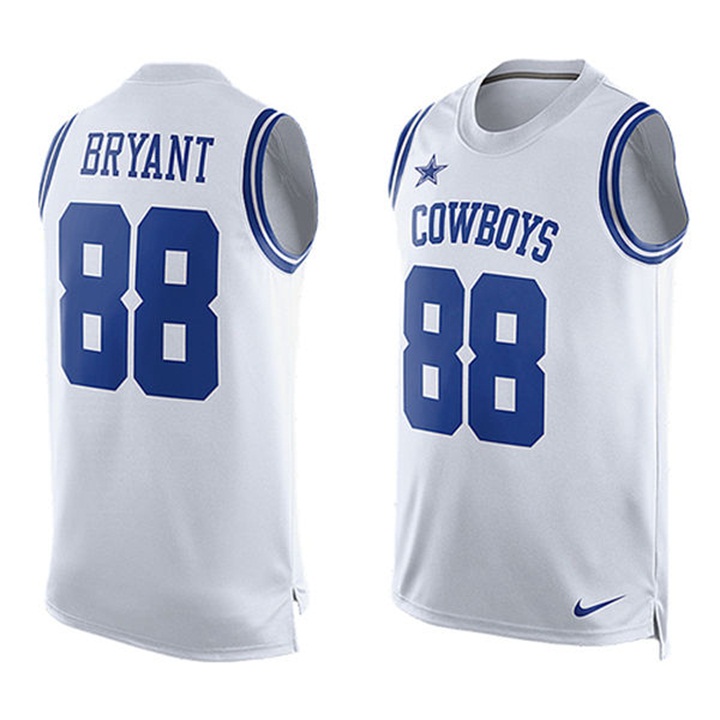 Dallas Cowboys #88 Dez Bryant White Player Name & Number Tank Top