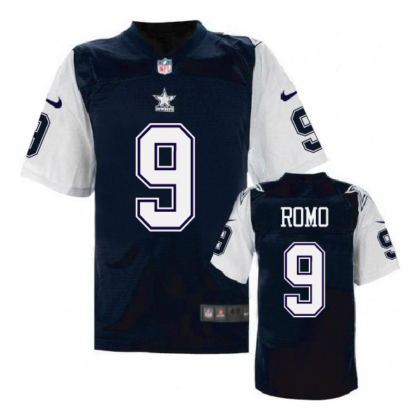 Dallas Cowboys #9 Tony Romo Navy Throwback Jersey