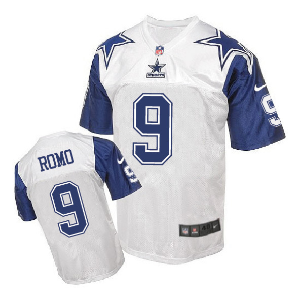 Dallas Cowboys #9 Tony Romo White Throwback Jersey