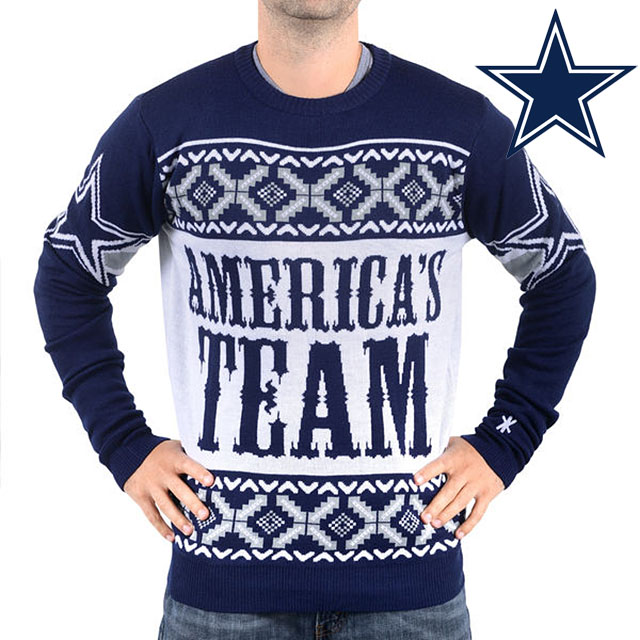 Dallas Cowboys Klew Navy Slogan Crew Knit Ugly Sweater