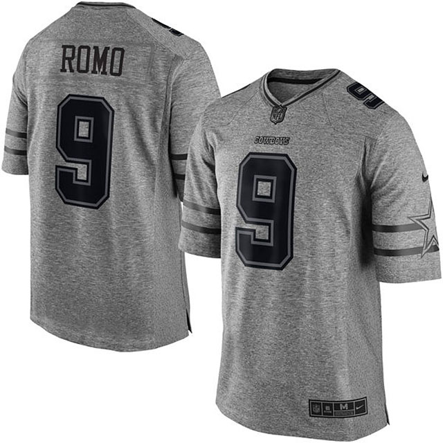 Men's Dallas Cowboys #9 Tony Romo Gridiron Gray Limited Jersey