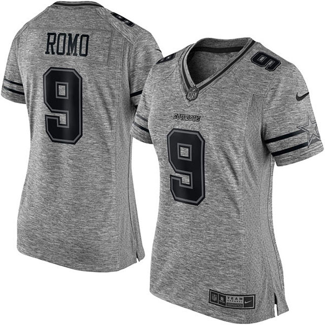 Women's Dallas Cowboys #9 Tony Romo Gridiron Gray Limited Jersey