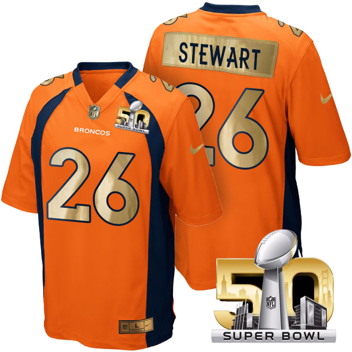 Denver Broncos #26 Darian Stewart Orange Super Bowl 50 Special Edition Golden Jersey