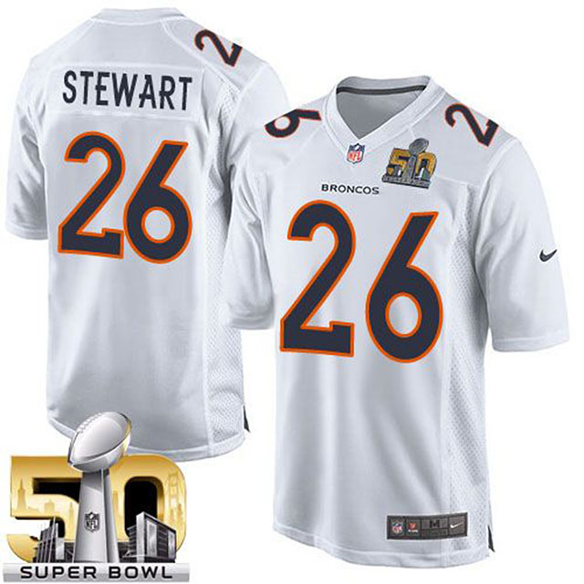 Denver Broncos #26 Darian Stewart White Super Bowl 50 Game Event Jersey