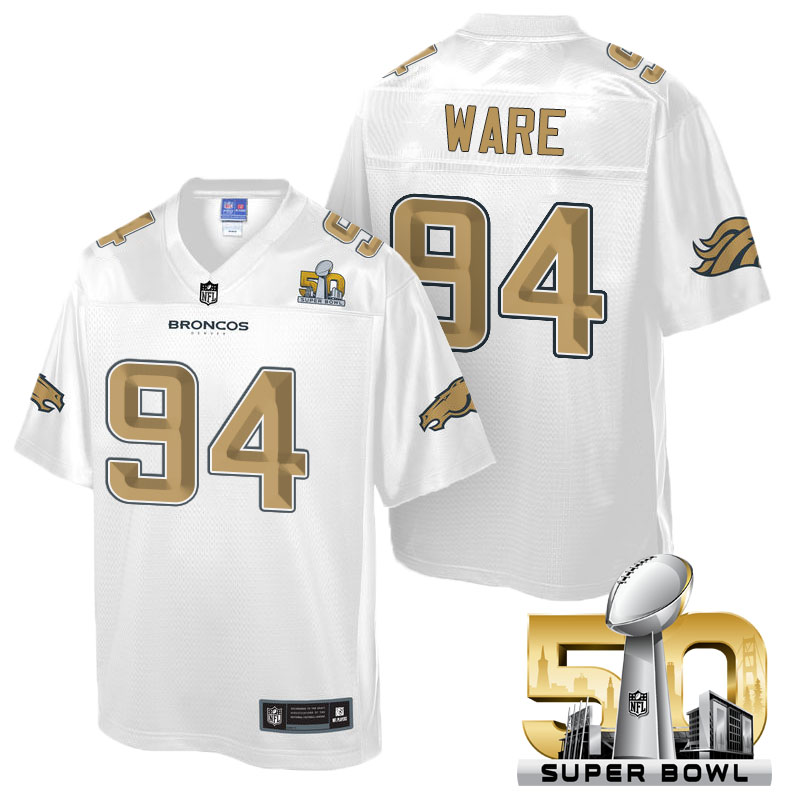 Denver Broncos #94 DeMarcus Ware White 2016 Super Bowl 50 Pro Line Fashion Jersey