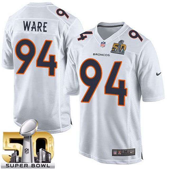 Denver Broncos #94 Demarcus Ware White Super Bowl 50 Game Event Jersey