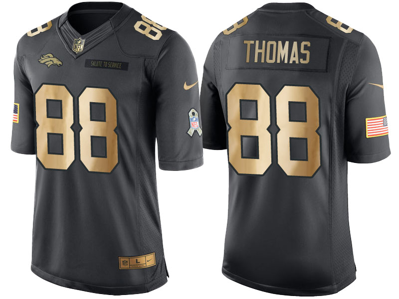 Broncos #88 Demaryius Thomas Anthracite 2016 Christmas Gold Salute to Service Jersey