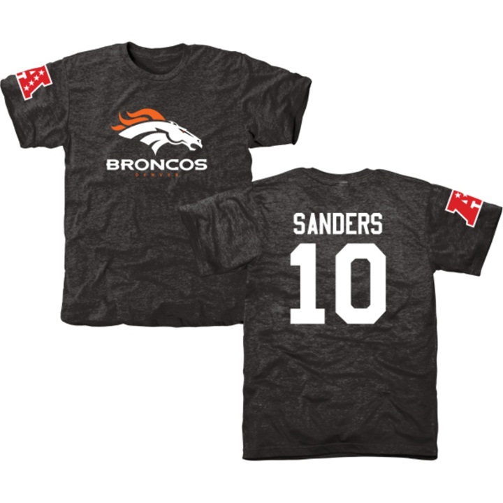 Denver Broncos #10 Emmanuel Sanders Black Name & Number Tri-Blend T-shirt