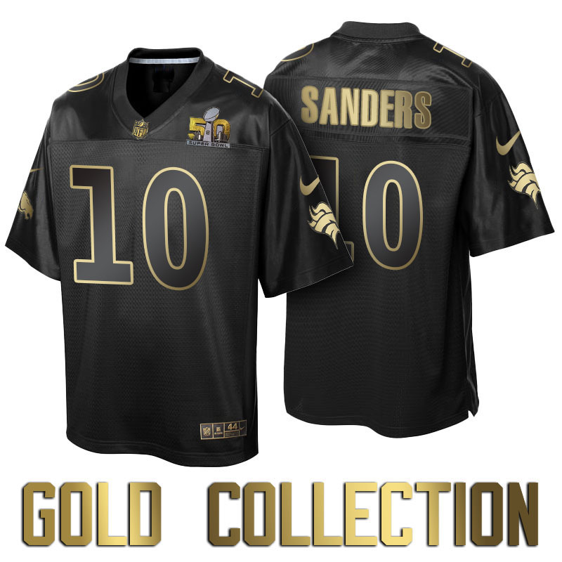 Denver Broncos #10 Emmanuel Sanders Super Bowl 50 Black Gold Collection Jersey