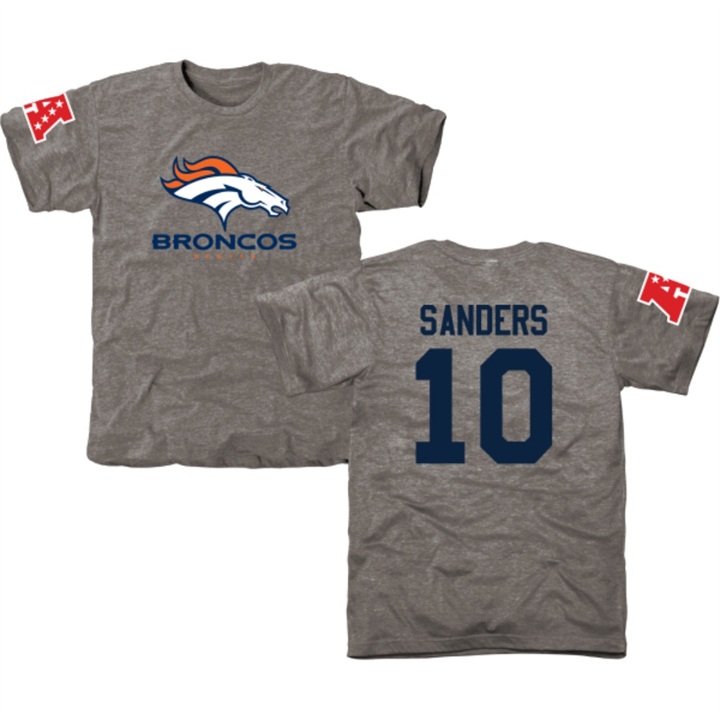 Denver Broncos #10 Emmanuel Sanders Gray Name & Number Tri-Blend T-shirt