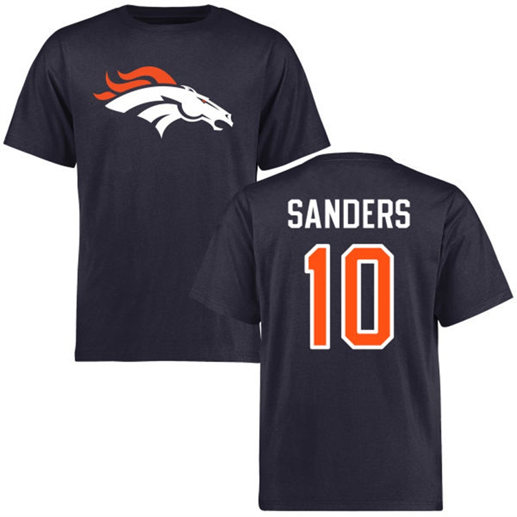 Denver Broncos #10 Emmanuel Sanders Name & Number Navy Logo T-shirt