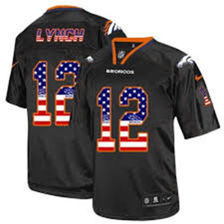 Denver Broncos #12 Paxton Lynch Black USA Flag Fashion Jersey